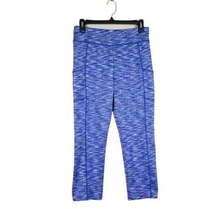 J. Crew Capri Leggings Womens M Blue White Space Dye Side Pockets Active Pants